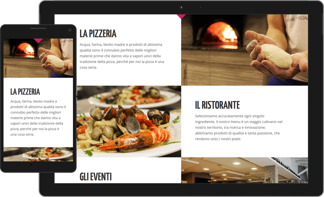 Web design responsive sezione Ristorante e Pizzeria de La Mela Stregata