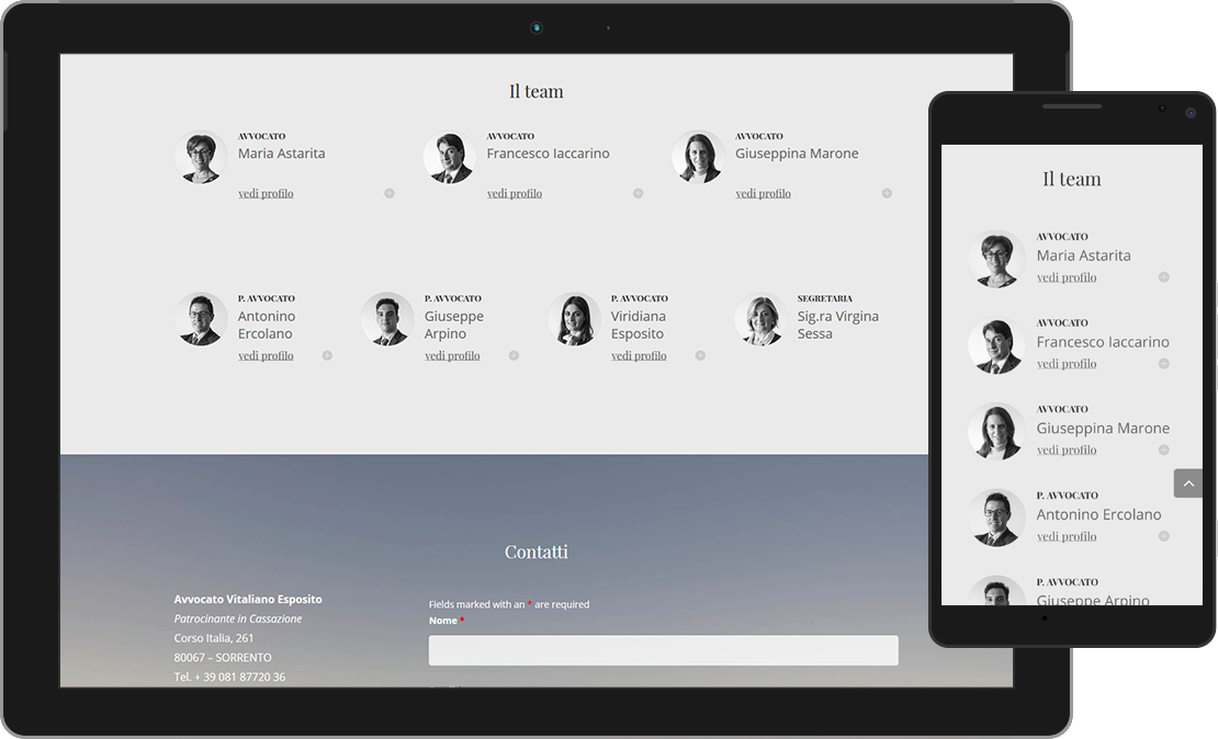 Sezione Il team del sito web Avv. Vitaliano Esposito